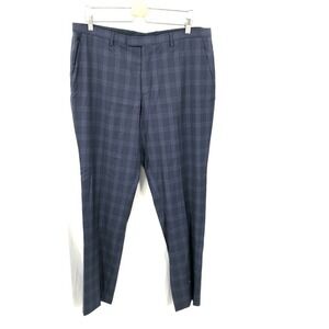 Hugo Boss flat front The James suit trousers Blue plaid dress pants‎ slacks 39